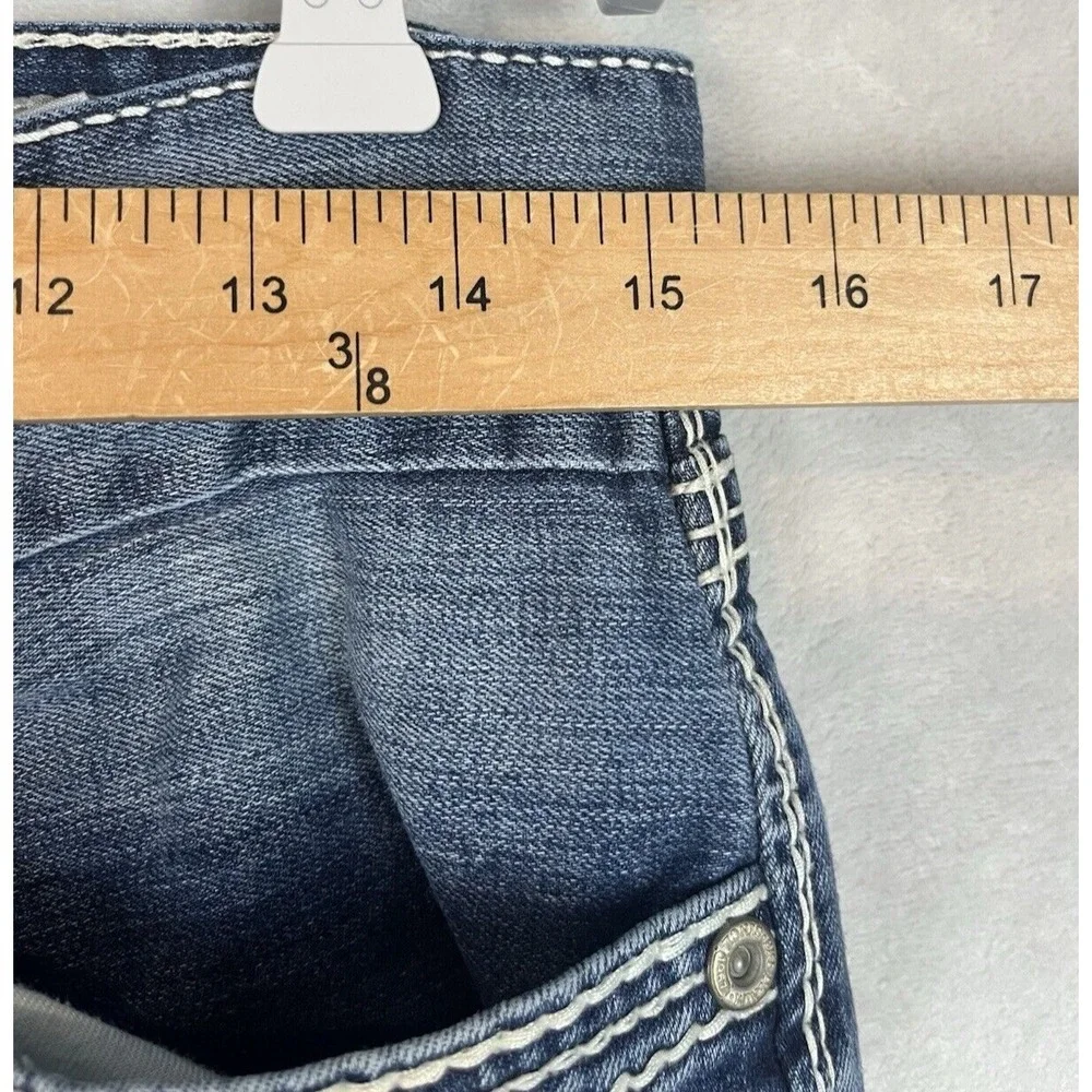 BKE Buckle Jake Jean Men 30L Blue Wash Straight Stretch Whisker Rodeo Cowboy